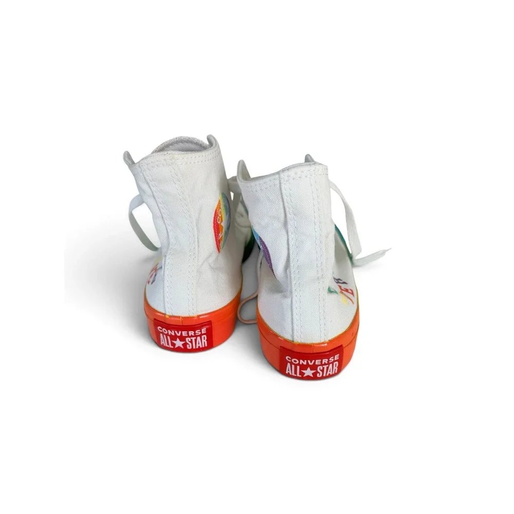 Converse Chuck Taylor All Star Hi Smiley Women 6.5 Rainbow White Canvas High Top